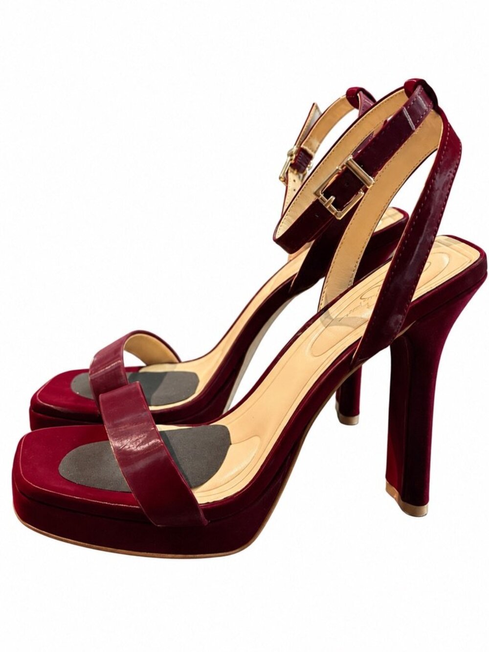 Jessica Simpson Adonia Burgundy Platform Heels Women’s 9 Ankle Strap NEW